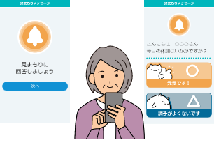 見守りメッセージを確認する、離れて暮らすご両親